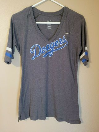 Nike Women’s Gray Mlb Los Angeles La Dodgers V - Neck T - Shirt Size M