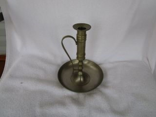 Brass Art Ware Pewter Candle Holder With Handle And Wax Catcher Dish 8.  25 "
