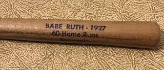 7 3/4” Wooden Babe Ruth 1927 60 Home Runs Souvenir Bat York Yankees