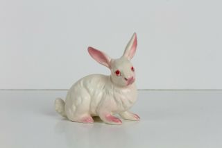 Vintage Napcoware Ceramic Bunny Rabbit Figurine Red Eyes Pink Feet,  Ears - Japan