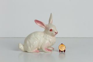 Vintage Napcoware Ceramic Bunny Rabbit Figurine Red Eyes Pink Feet,  Ears - Japan 2