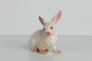 Vintage Napcoware Ceramic Bunny Rabbit Figurine Red Eyes Pink Feet,  Ears - Japan 3