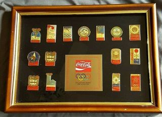 15th Anniversary Olympic Winter Games Coca Cola Collectors Series Framed Pin Set