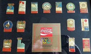 15th Anniversary Olympic Winter Games Coca Cola Collectors Series Framed Pin Set 2