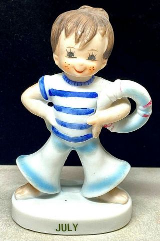 Vintage Lefton July Sailor Boy Of The Month Figurine - Taiwan Red Label