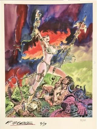 Frank Thorne Red Sonja Signed Limited Edition 1/100 Color Print From
