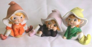 Set Of 3 Vintage Elf Pixie Elves By Homco Home Interiors Figurines 3 To 5 Inches
