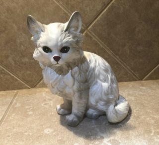 Vintage Lefton Ceramic Persian Cat Kitty 1514 5.  5” Tall Has Foil Sticker