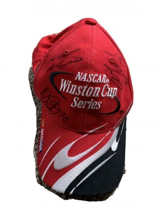 Nascar Signed Winston Cup Series Snapback Red Black Hat Bulldog Racing Apparel