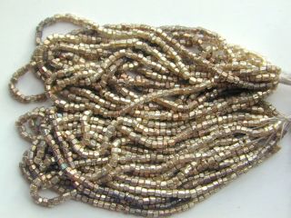 Gold Metallic Hue Antique Czech Glass Seed Beads Mini Hanks Stunning Rare Find