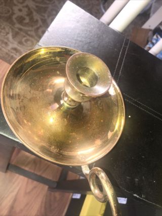 Vintage Brass Candle Stick Holder With Finger Loop And Thumb Rest