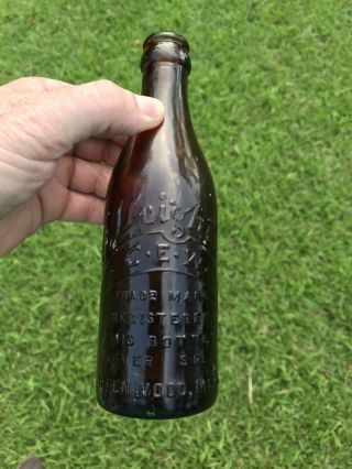 Antique Amber Greenwood Mississippi Ss Script Coca Cola Bottle Root Delta