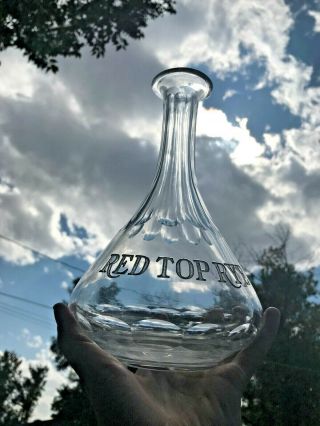 Rare Red Top Rye Whiskey Back Bar Decanter Bottle - Pre - Prohibition Cut Crystal 2