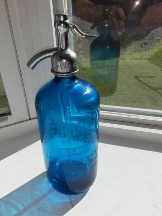 Antique Cobalt Blue Seltzer Bottle Service Bev Carbonated Soda Patterson Nj