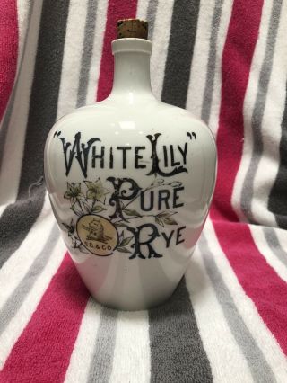 Rare Pre Prohibition White Lily Rye Whiskey Jug Steinhardt Bros.  Knowles China