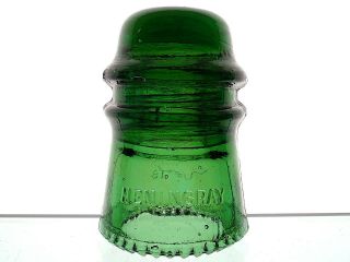 - Dark Yellow Green Hemingray No 16 Glass Toll Insulator