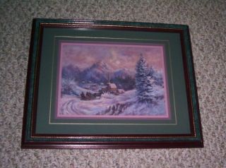 Homco Home Interiors Lee Parkinson Horse Church Winter Scene Framed Picture