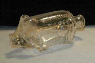 Antique C.  1890 Glass Figural Pig Whiskey Flask Nip Something Good In A Hog 