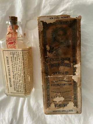 Shaker ￼genuine Mother Seigel’s Syrup Bottle Inside Box Shaker Society
