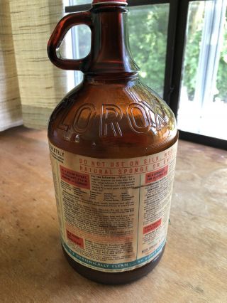 Vintage Clorox Bottle Embossed Brown Glass Half Gallon Jug 64oz With Label 2