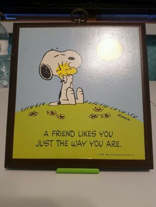 1965 Hallmark Peanuts Snoopy " A Friend Likes You Just The Way You Are " Plaque