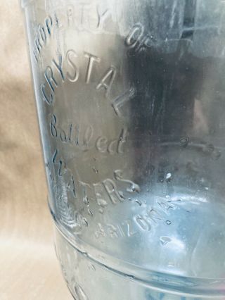 Rare Vintage Crystal Bottled Water Phoenix Arizona 5 Gallon Glass Blue & Crate 2