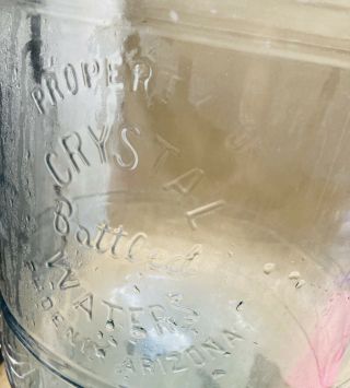 Rare Vintage Crystal Bottled Water Phoenix Arizona 5 Gallon Glass Blue & Crate 3