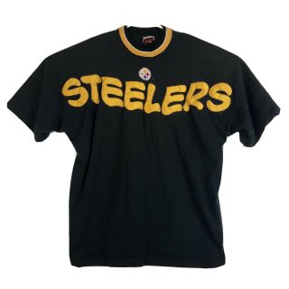 Vtg Mens 2xl Pittsburgh Steelers Legend Athletic Sweatshirt T - Shirt Stitch Black