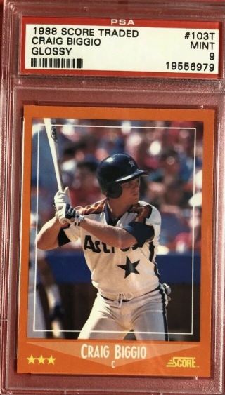 1988 Score Traded Glossy Craig Biggio Rc 103t Psa 9 “mint” Houston Astros Hof