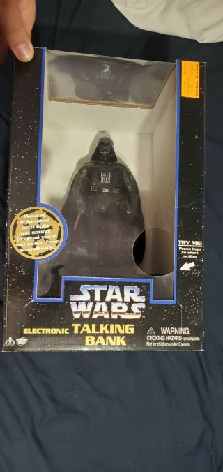Vtg Star Wars Electronic Talking Bank - Darth Vader Thinkway Toys 1996