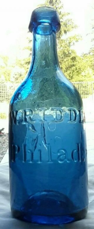 Very Rare  W.  Riddle Philad.  / Pontiled - Cobalt - Blue Soda