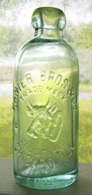 Chicago Illinois Emb Picture Of Bull Kanter Bros Hutchinson Bottle Hutch Il 0338