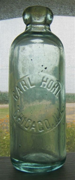 Carl Hohl Chicago Illinois Emb Slug Plate Hutchinson Soda Bottle Hutch 0323 Rare