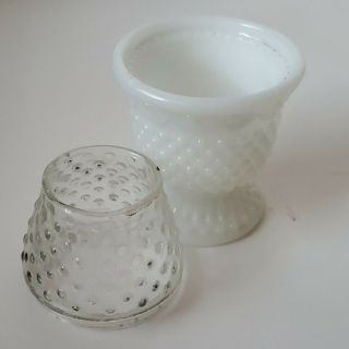 Vintage Avon Hobnail Glass Patio Fairy Lamp Candle Holder Milk Glass