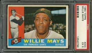 1960 Topps 200 Willie Mays Psa 5 Ex San Francisco Giants Hall Of Fame