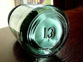 Pint 1920s Ball Blue 13 Glass Perfect Mason Fruit Jar Bottle No.  13 W/ Lid