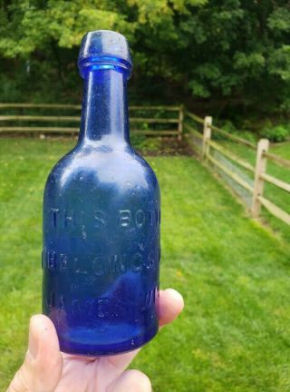 1870 J Wise cobalt blue beer single collared squat Allentown pa 2