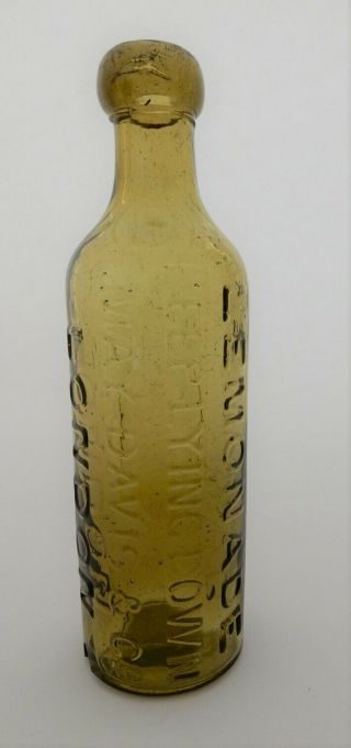 May Davis London Amber Glass Mineral Water Flat Bottom Cylinder Bottle