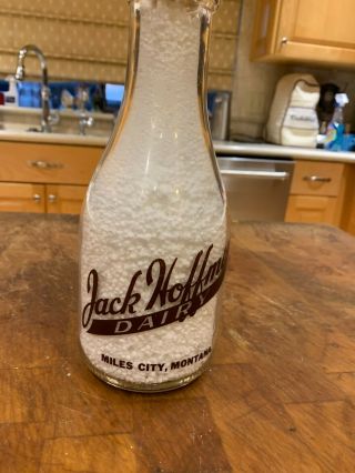 Quart Milk Bottle Brown Swiss Cows Jack Hoffman Dairy Miles City Montana