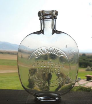 Western Whiskey Pumpkinseed Flask J.  M.  Roney Santa Rosa California