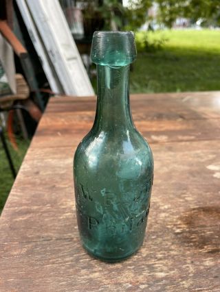 W Riddlephiladelphia Pa Blown Glass Iron Pontil Soda Beer Bottle 1850s