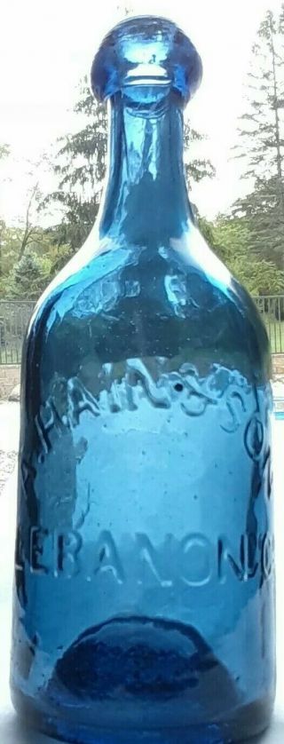 Very Rare  A.  Hain & Son Lebanon Co / Iron  Pontiled  Cobalt Blue Soda