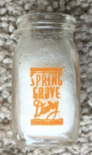 SPRING GROVE DAIRY ADVERTISING GLASS ACL CREAMER MILK 2 SIDED 2