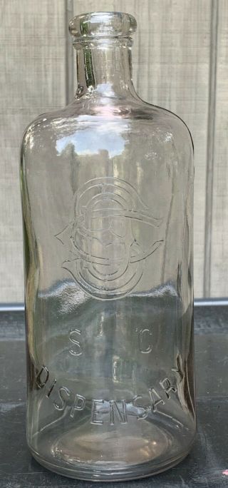 Antique Vintage Round Quart South Carolina Dispensary Bottle