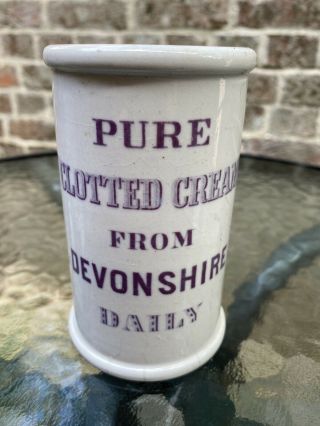 Vintage Devonshire Clotted Cream Pot.  Purple Print.  Rare And In