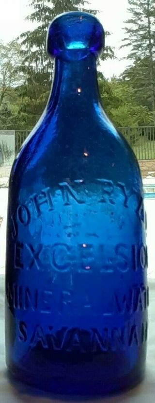 John Ryan Excelsior Mineral Water Savannah Ga / Iron Pontiled - Cobalt - Blue Soda