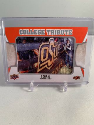 Rare Oklahoma State Cowboys Football Corral Patch Display Card With Stand