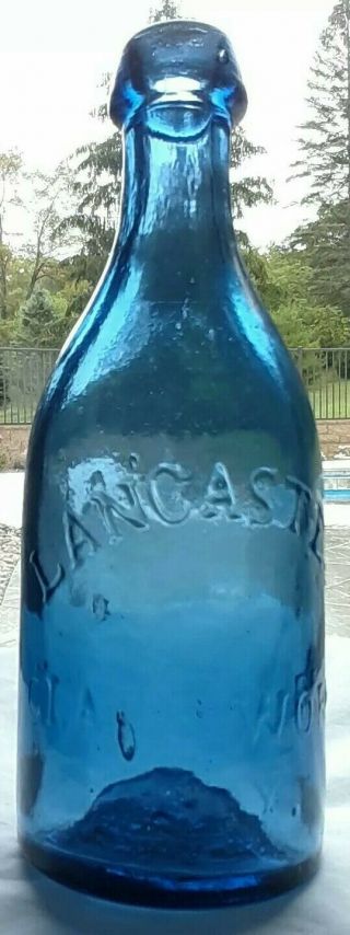 Lancaster Glass / York Pontiled Cobalt Blue Soda Water