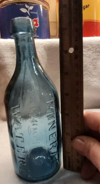 Sapphire Blue HEISS SUPERIOR SODA OR MINERAL WATERS IRON PONTIL 10 SIDED BOTTLE 3