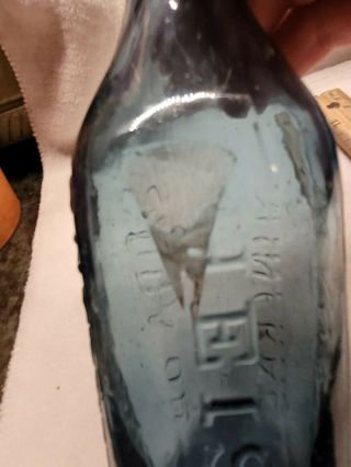 Sapphire Blue HEISS SUPERIOR SODA OR MINERAL WATERS IRON PONTIL 10 SIDED BOTTLE 6